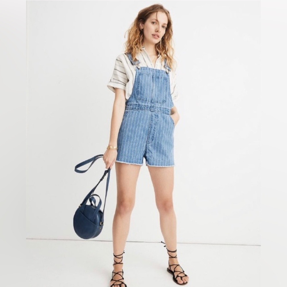 Pre-Own✨Madewell Striped Blue Denim Overalls